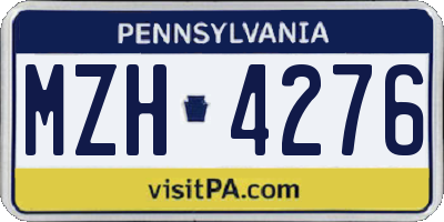 PA license plate MZH4276