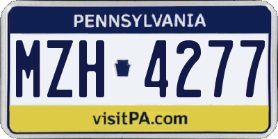PA license plate MZH4277