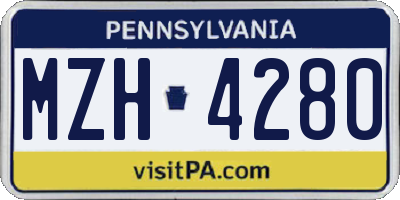 PA license plate MZH4280
