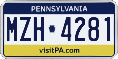 PA license plate MZH4281