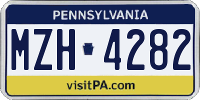 PA license plate MZH4282