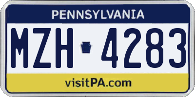 PA license plate MZH4283