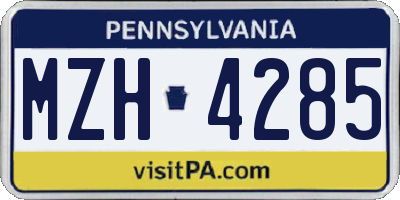 PA license plate MZH4285