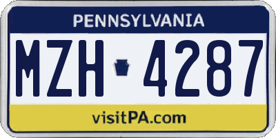 PA license plate MZH4287
