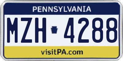 PA license plate MZH4288