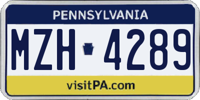 PA license plate MZH4289