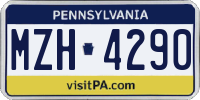 PA license plate MZH4290