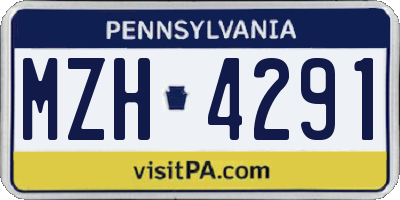 PA license plate MZH4291