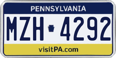PA license plate MZH4292