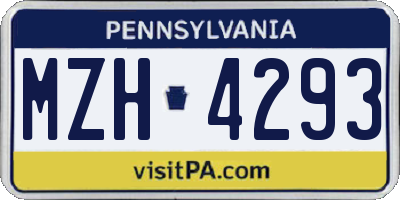 PA license plate MZH4293