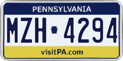 PA license plate MZH4294
