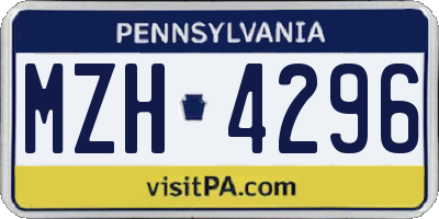 PA license plate MZH4296