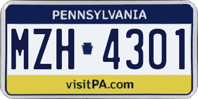 PA license plate MZH4301