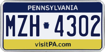 PA license plate MZH4302