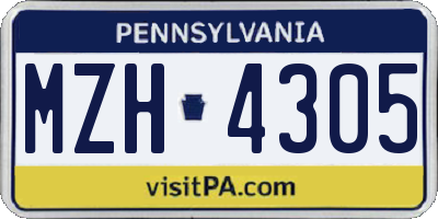 PA license plate MZH4305