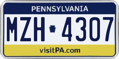 PA license plate MZH4307