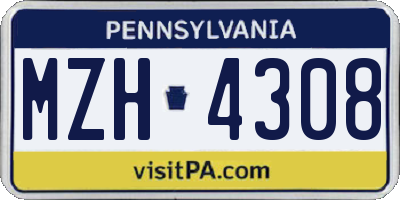 PA license plate MZH4308