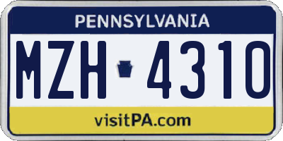 PA license plate MZH4310