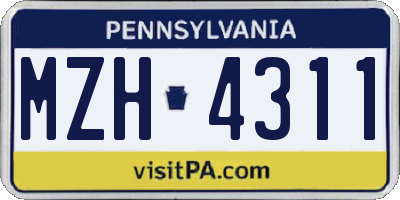 PA license plate MZH4311