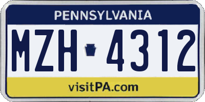 PA license plate MZH4312