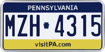 PA license plate MZH4315