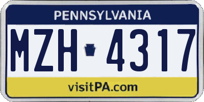 PA license plate MZH4317