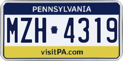 PA license plate MZH4319