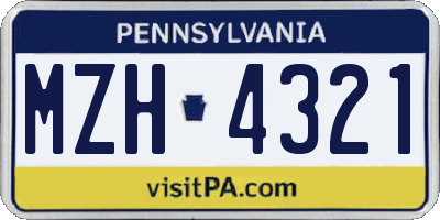 PA license plate MZH4321