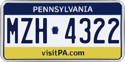 PA license plate MZH4322
