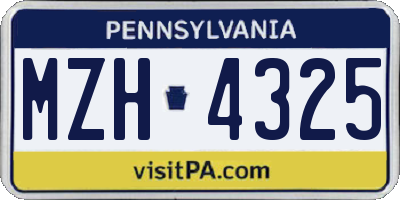 PA license plate MZH4325