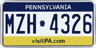 PA license plate MZH4326