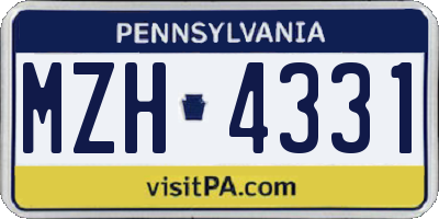 PA license plate MZH4331