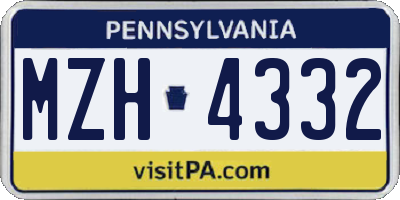 PA license plate MZH4332