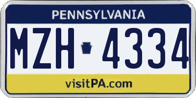 PA license plate MZH4334