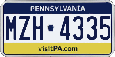 PA license plate MZH4335