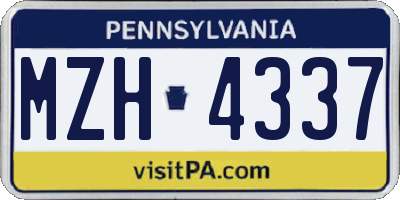 PA license plate MZH4337