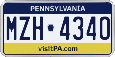PA license plate MZH4340