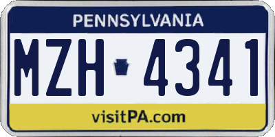 PA license plate MZH4341