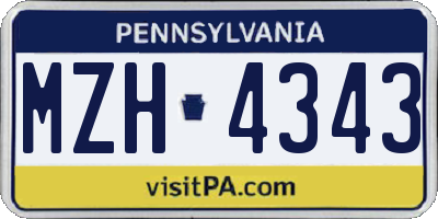 PA license plate MZH4343