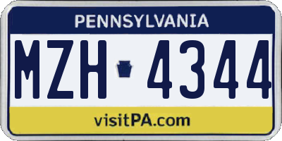 PA license plate MZH4344