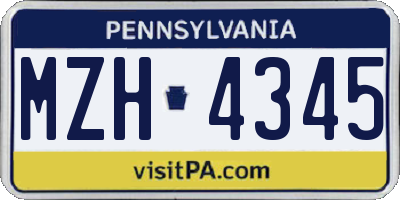 PA license plate MZH4345