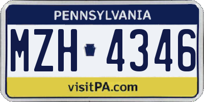 PA license plate MZH4346