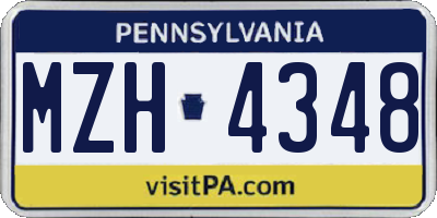 PA license plate MZH4348