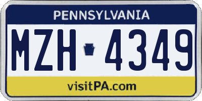 PA license plate MZH4349