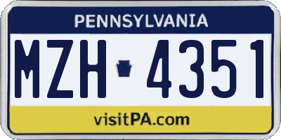 PA license plate MZH4351