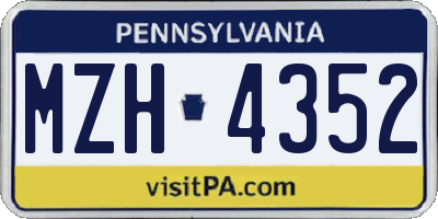 PA license plate MZH4352