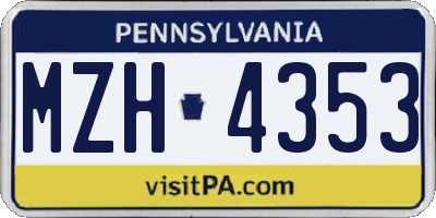 PA license plate MZH4353