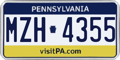 PA license plate MZH4355