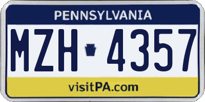 PA license plate MZH4357