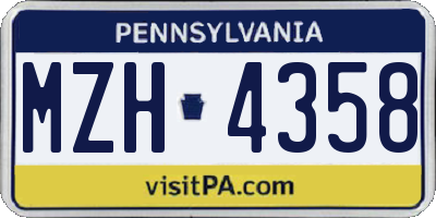 PA license plate MZH4358